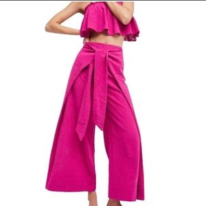 Free people hot pink wide ledge pants